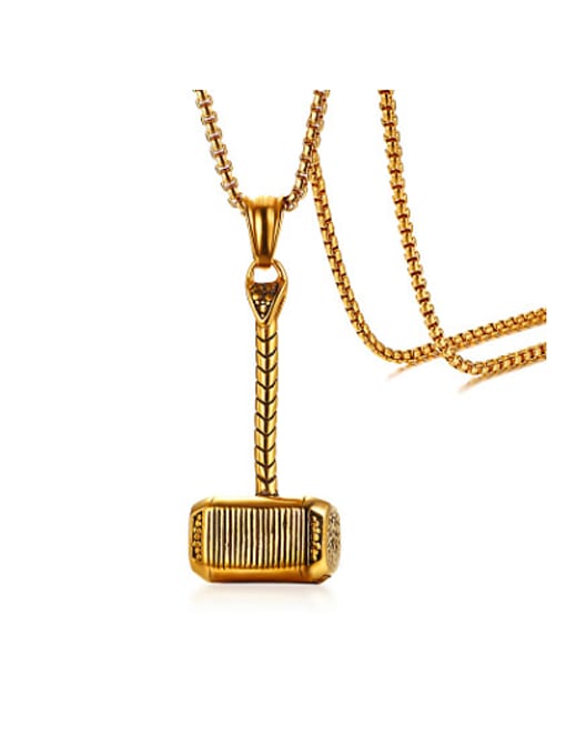 CONG Personality Hammer Shaped Gold Plated Titanium Pendant 0