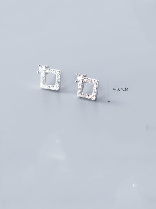 Rosh 925 Sterling Silver With  Cubic Zirconia Cute Square Stud Earrings 2