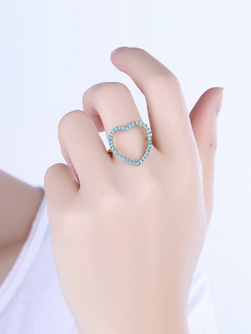 OUXI Fashion Heart-shaped Turquoise Stones Ring 2