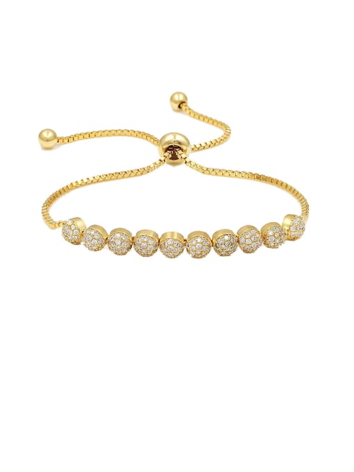 Champagne gold Copper With  Cubic Zirconia Fashion Round adjustable Bracelets