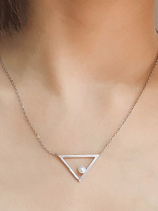 Peng Yuan Freshwater Pearl Triangle Silver Necklace 1