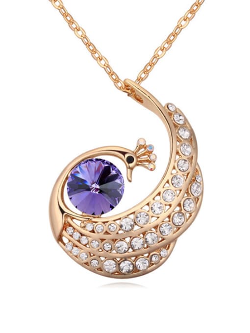 purple Fashion Cubic austrian Crystals Peacock Alloy Necklace