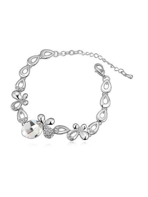 White Fashion Little Butterflies Oval austrian Crystal-accented Alloy Bracelet