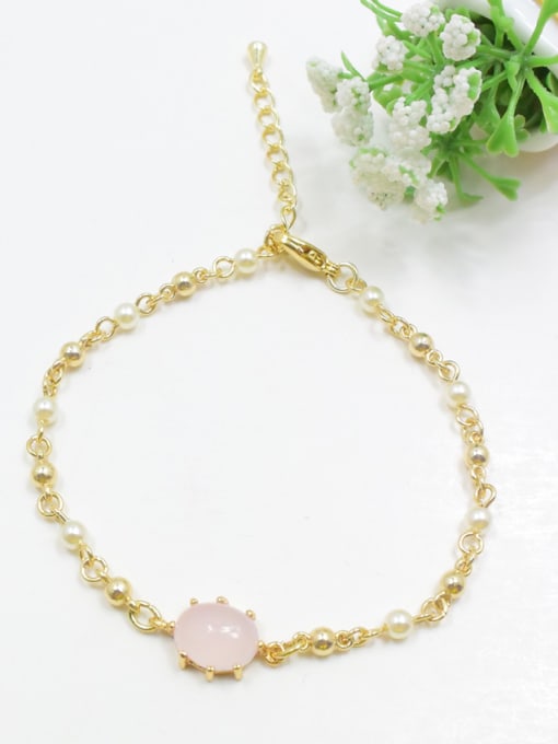 Pink Exquisite Oval Shaped Artificial Pearl Bracelet