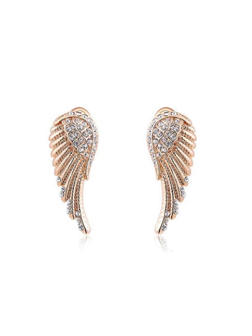 Rose Gold Delicate Wing Shaped Austria Crystal Stud Earrings