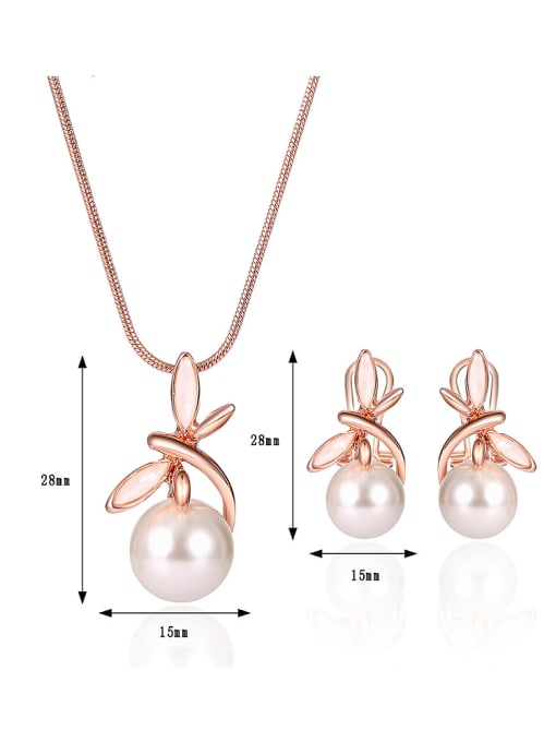 BESTIE Alloy Rose Gold Plated Fashion Artificial Pearl Two Pieces Jewelry Set 2