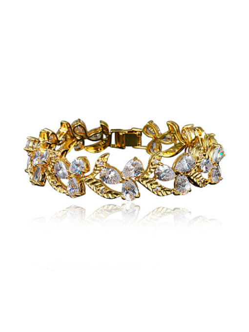 Gold Temperament 18K Platinum Plated Flower Shaped Zircon Bracelet