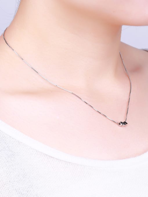 One Silver All-match Square Necklace 1