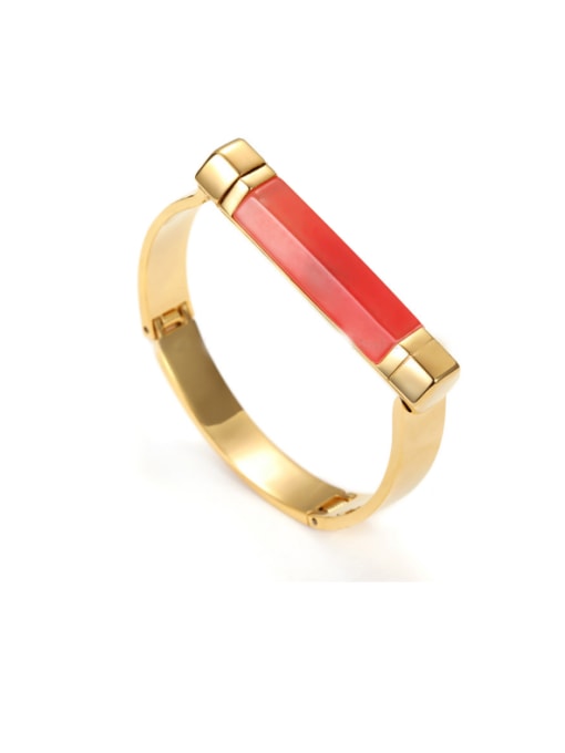 Red Women Titanium Stainless Steel Semicircle Bracelet
