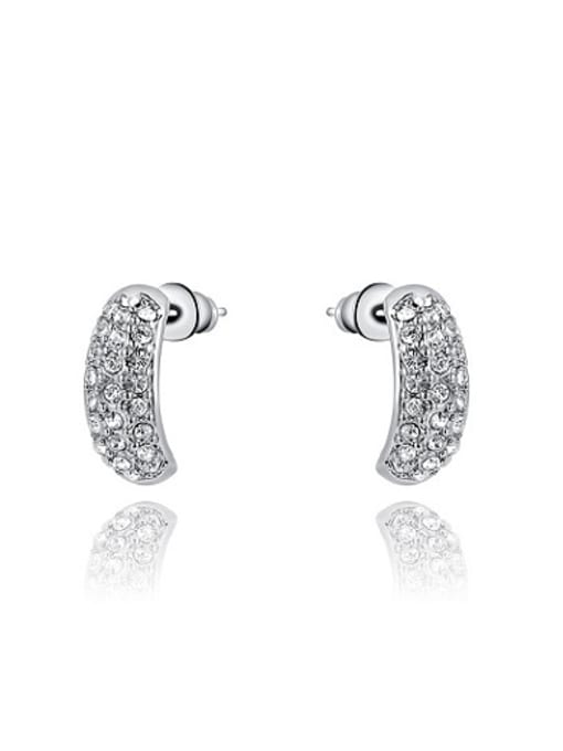 Platinum Platinum Plated Geometric Austria Crystal Stud Earrings