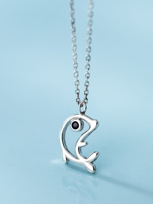 Rosh 925 Sterling Silver With Platinum Plated Simplistic Dolphin Necklaces 2