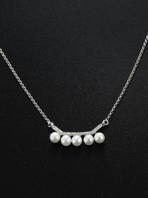 XP Simple Artificial Pearls Rhinestones Necklace 0