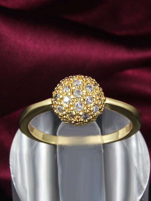 SANTIAGO Women 18K Gold Plated Ball Shaped Zircon Ring 1