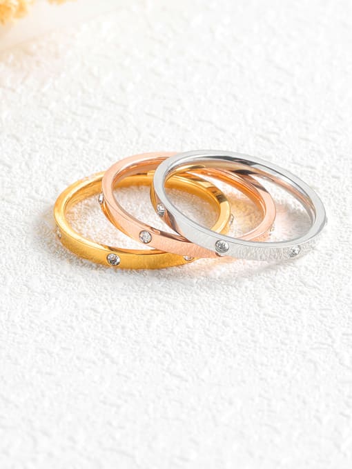 Open Sky Stainless Steel With Classic tricolor gold Rings 0