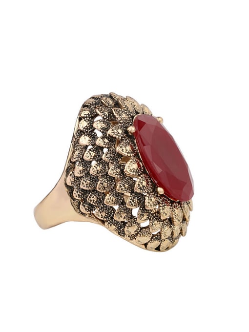 Gujin Retro style Little Leaves Resin stone Alloy Ring 2