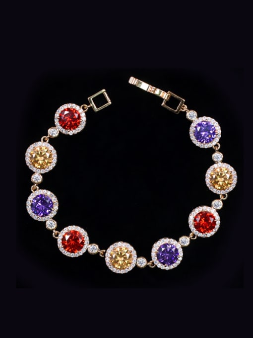 L.WIN Colorful AAA Zircons Sweetly Gold Plated Women Bracelet 0