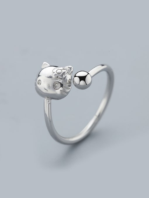 One Silver Women Lovely Cat Shaped Ring 0