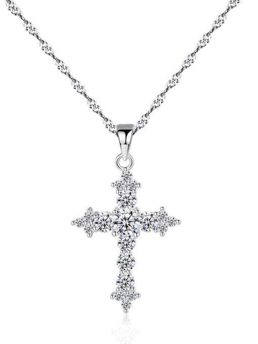CCUI 925 Sterling Silver With Cubic Zirconia Personality Cross Necklaces 0