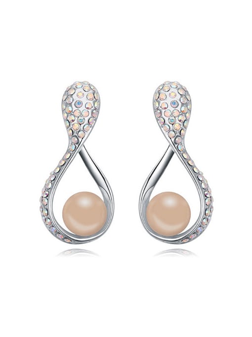 QIANZI Chanz using austrian elements Austria pearl earrings she laugh fashion pearl 0