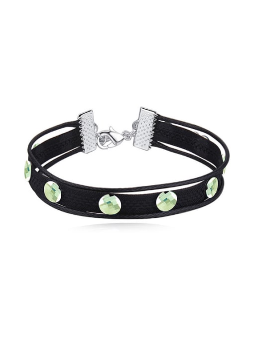 green Personalized Black Band Cubic austrian Crystals Alloy Bracelet