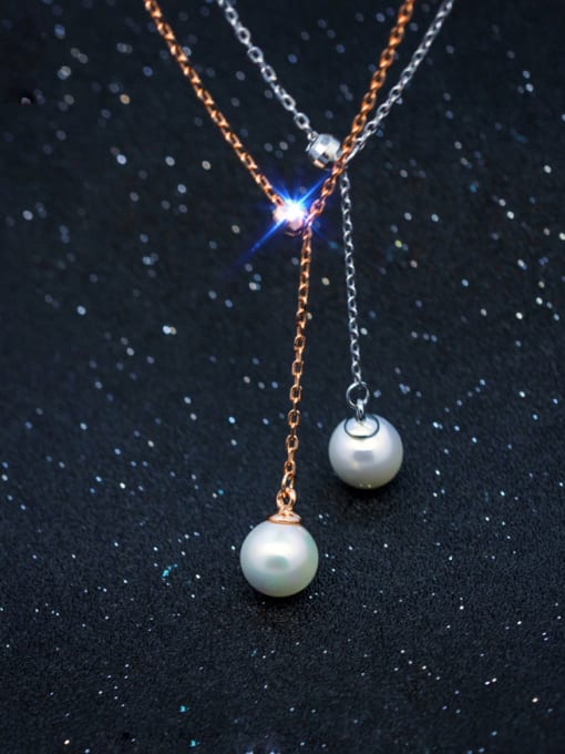 Rosh S925 Silver single pearl fashion necklace 1