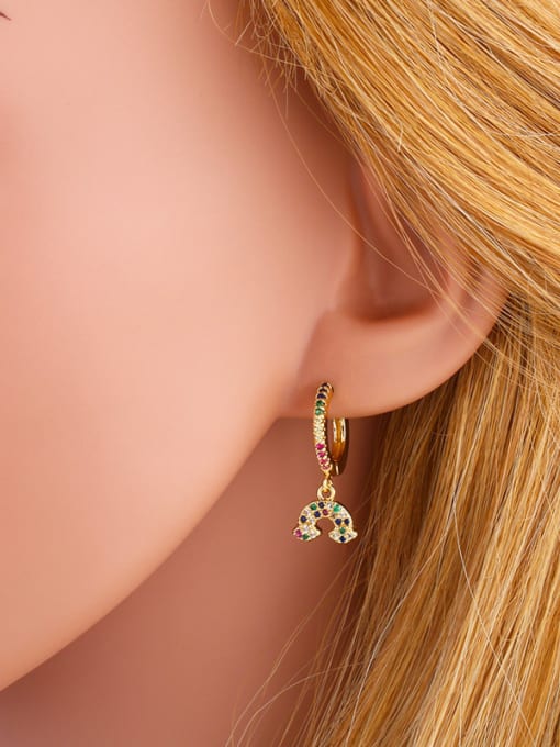 CC Copper With  Cubic Zirconia Trendy Evil Eye/rainbow Earrings 1
