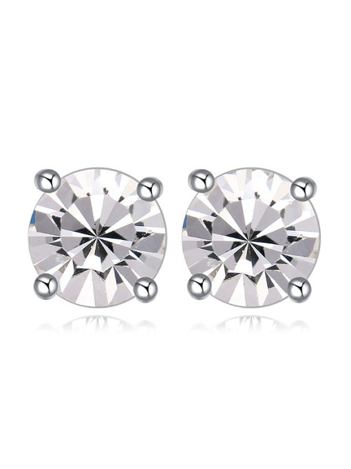 White Simple Cubic austrian Crystals Alloy Stud Earrings