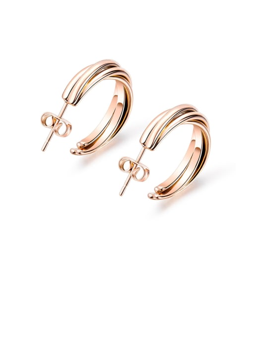 530-rose Stainless Steel With Rose Gold Plated Simplistic Irregular Stud Earrings