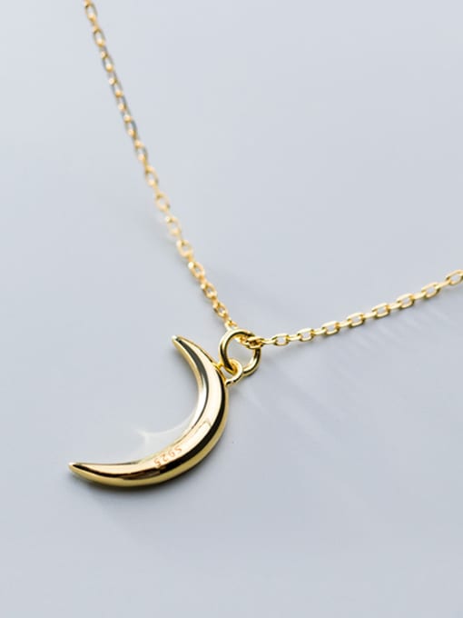 Rosh 925 Sterling Silver With Gold Plated Simplistic Moon Necklaces 1