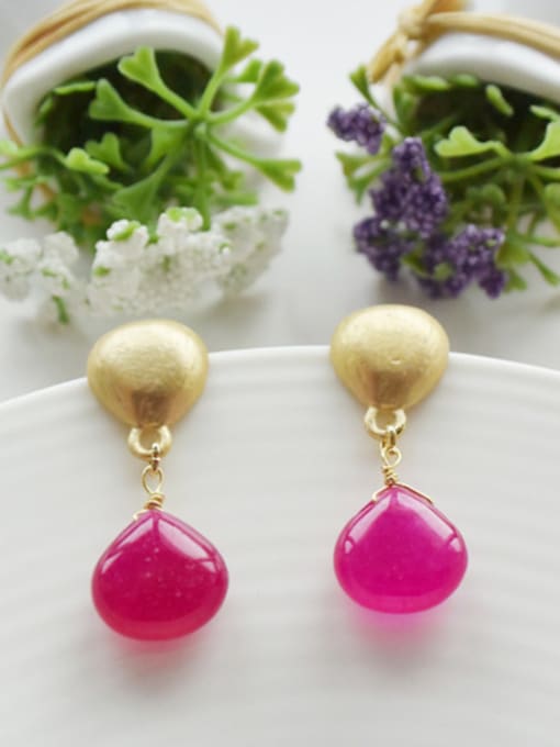 A Temperament Water Drop Shaped Gold Plated Earrings