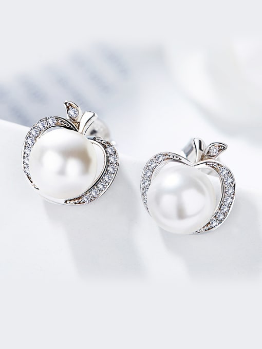 White 2018 2018 S925 Silver Pearl stud Earring