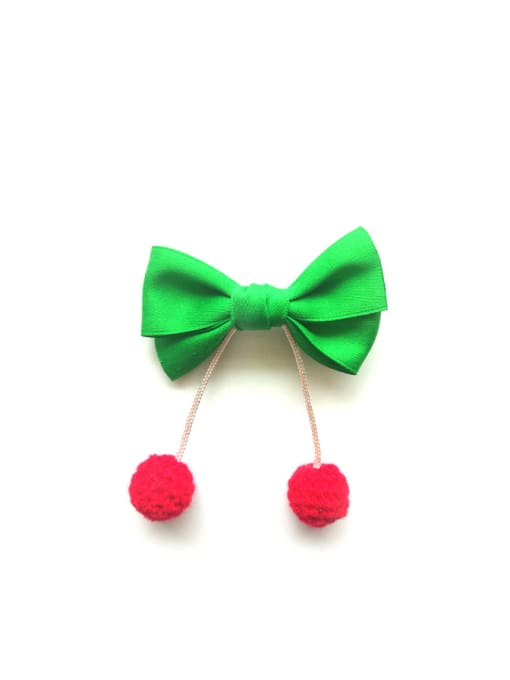 Green Bow Knot Cherry Hair Pin Where's dad? Red wine bow tie pin, Korea imported ribbon, baby chuck 70924