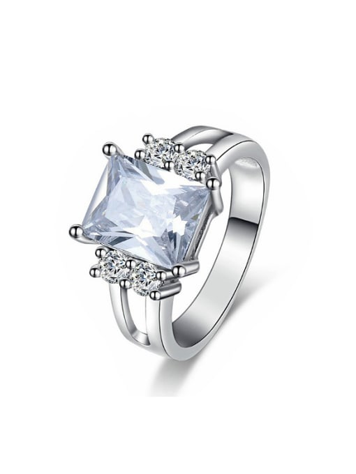 White Fashion Shiny AAA Zircon Copper Ring