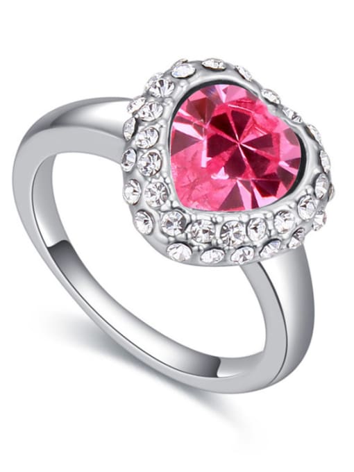 pink Fashion Heart Cubic austrian Crystals Alloy Ring
