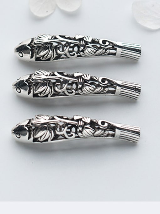 FAN 925 Sterling Silver With Silver Plated and Tai Silver& Hollow Lotus fish Bent Pipe 2