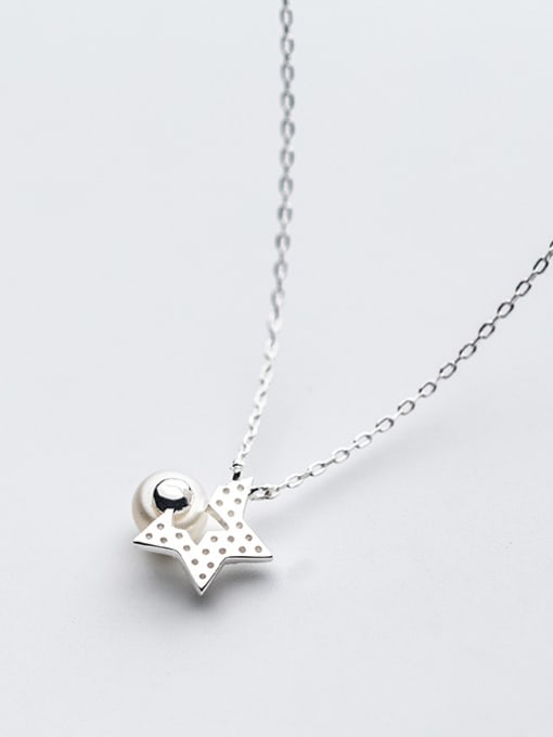 Rosh Elegant Star Shaped Artificial Pearl S925 Silver Necklace 1
