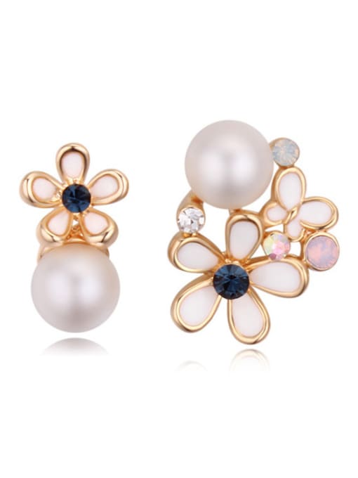 White Chanz using austrian elements pearl earrings gold earrings and a lovely