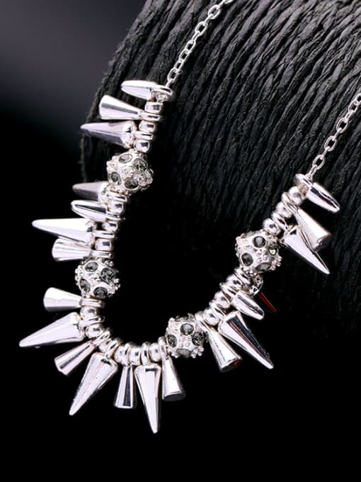 white Fashion Rivets-Shaped Zircon Western Style Alloy Necklace
