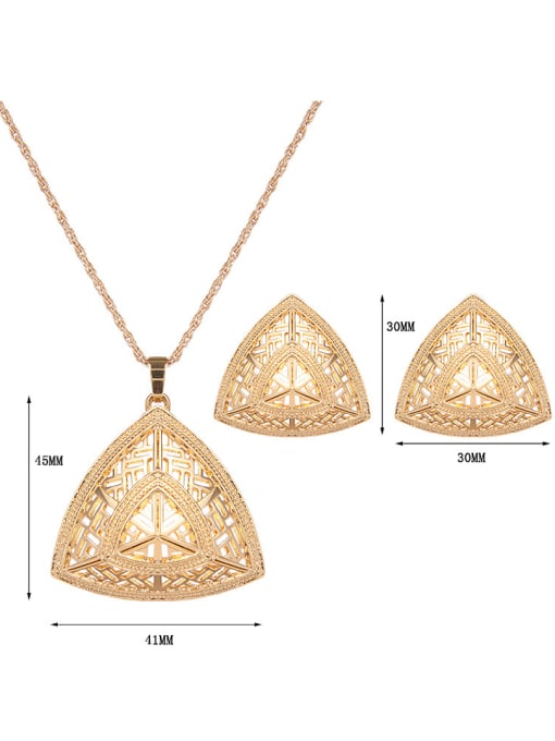 BESTIE Alloy Imitation-gold Plated Vintage style Hollow Triangle shaped Two Pieces Jewelry Set 2