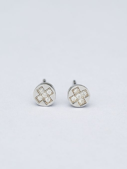 One Silver Exquisite Cross Shaped Stud Earrings 0