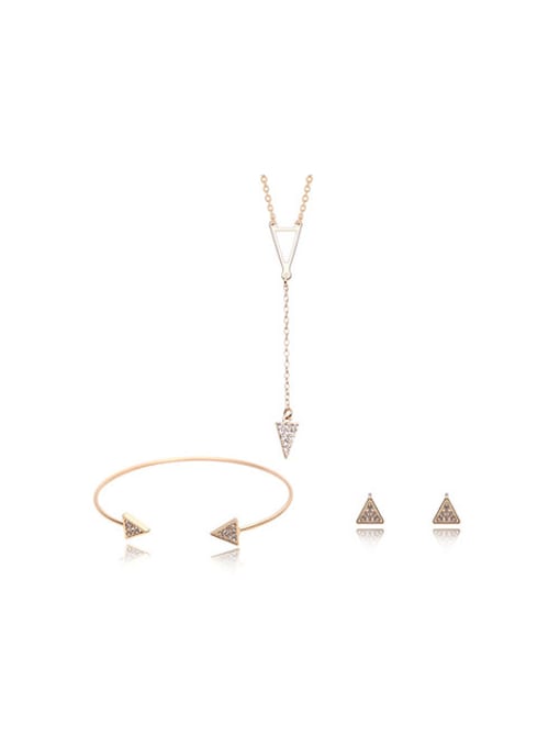 BESTIE Alloy Imitation-gold Plated Simple style Rhinestone Three Pieces Jewelry Set 0