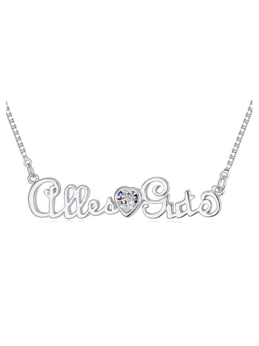 QIANZI Personalized Monogrammed Heart austrian Crystal Alloy Necklace 2