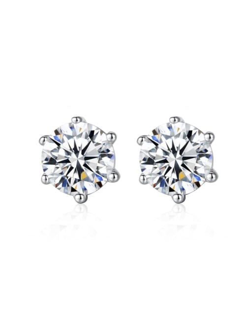 Platinum Sterling silver Hearts and Arrows zircon Stud Earrings