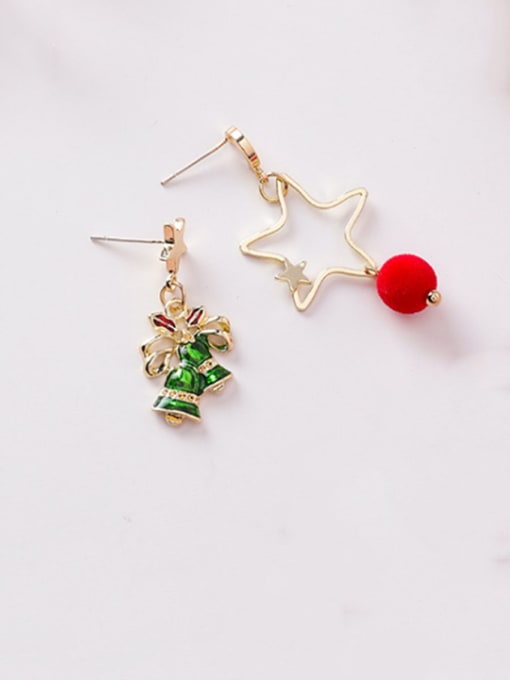 C bell star Alloy With Rose Gold Plated Fashion Asymmetry Snowflake Christmas Tree Elk Ear Studs  Drop Earrings