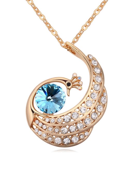 light blue Fashion Cubic austrian Crystals Peacock Alloy Necklace