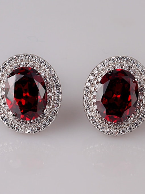 Red Europe and the United States Dove Egg Shaped Zircon Gorgeous And Fashion stud Earring