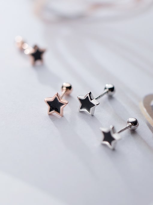 Rosh 925 Sterling Silver With Acrylic  Cute Star Stud Earrings 2