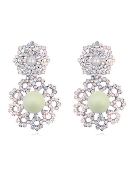 QIANZI Exaggerated Imitation Pearls Tiny Cubic Crystals-covered Alloy Stud Earrings 0