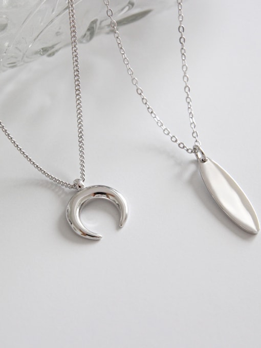 DAKA Sterling Silver simple geometric Moon Necklace 2