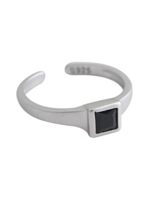 DAKA 925 Sterling Silver With Platinum Plated Simplistic Matte geometric square Free Size Rings 0